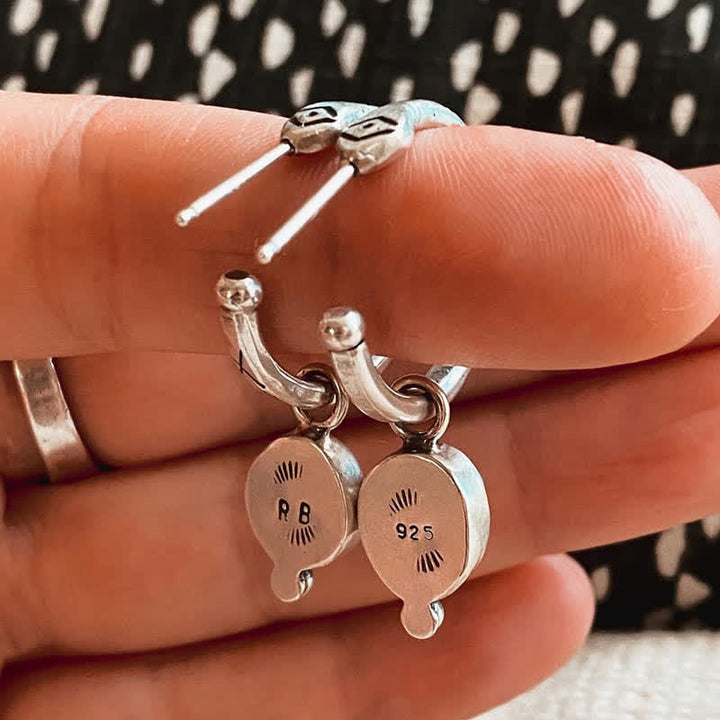 Pendientes retro turquesa en plata 925 de Olivenorma