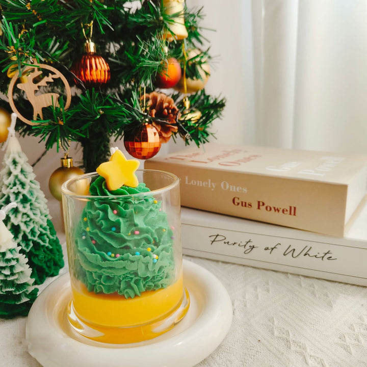 Vela navideña con forma de alce, muñeco de nieve y Papá Noel de Olivenorma 