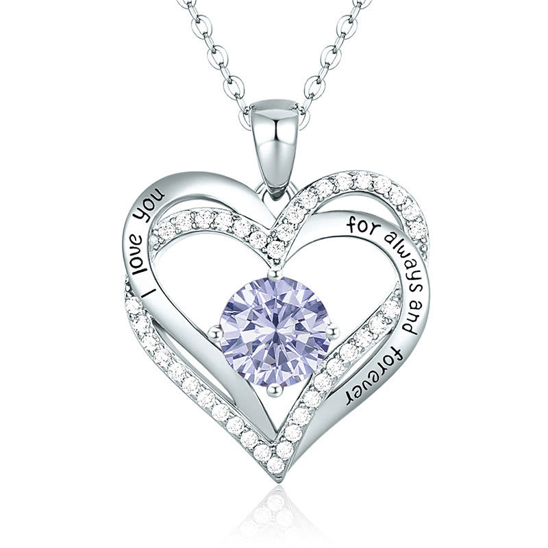 Olivenorma "Te amo por siempre y para siempre" - Collar de corazón en tono de nacimiento 