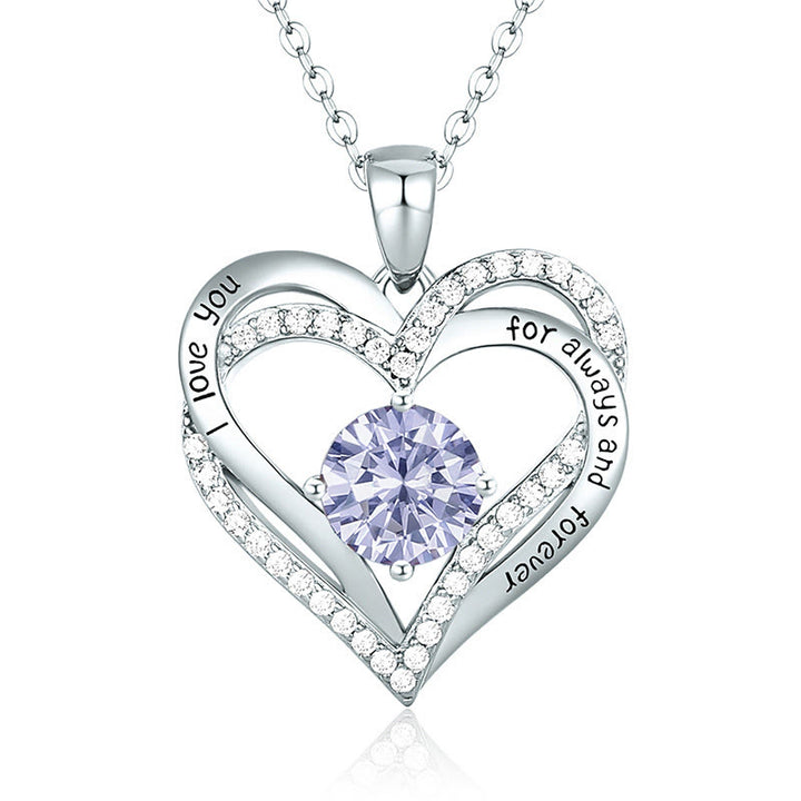 Olivenorma "Te amo por siempre y para siempre" - Collar de corazón en tono de nacimiento 