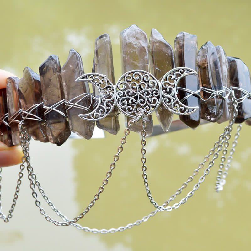 Corona de cristal natural de la diosa de la luna creciente Olivenorma