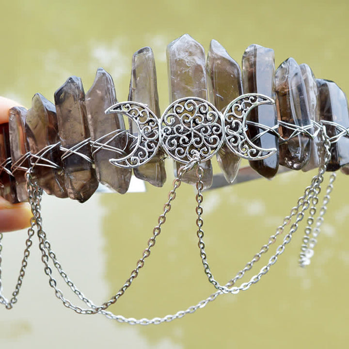Corona de cristal natural de la diosa de la luna creciente Olivenorma
