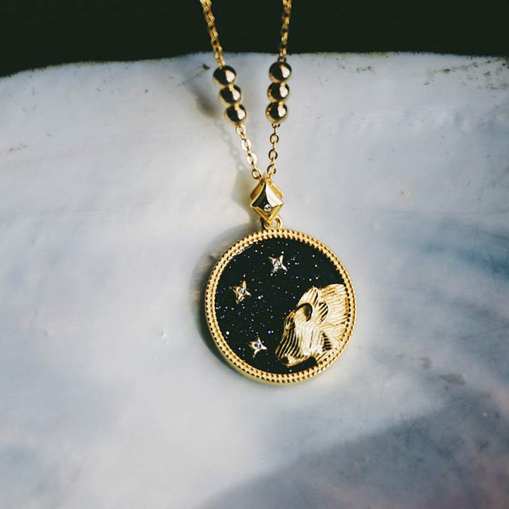 Collar con signo del zodiaco que escucha en piedra arenisca azul 