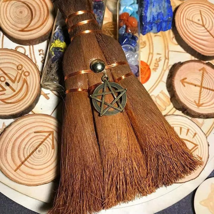 Adorno de escoba mágica de bruja del árbol de la vida de Olivenorma 