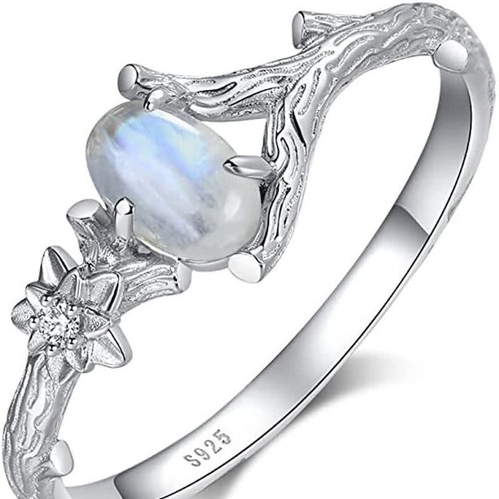 Anillo de protección curativa con piedra lunar natural de Olivenorma 