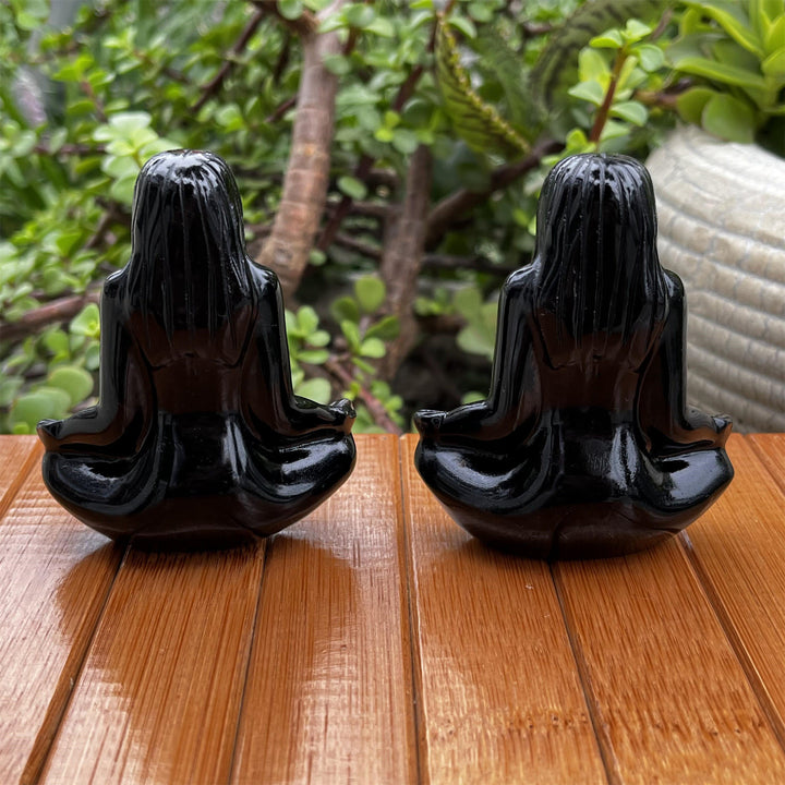 Decoración pagana con piedras preciosas de obsidiana de Olivenorma para diosas del yoga y los chakras