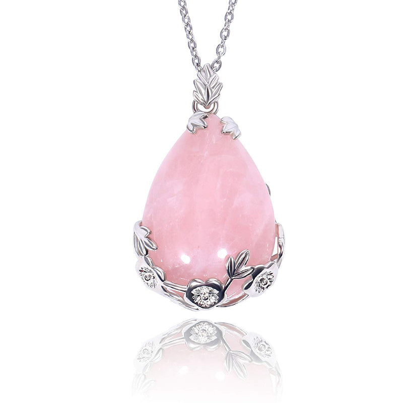 Collar de ciruela con gota de agua y piedra natural