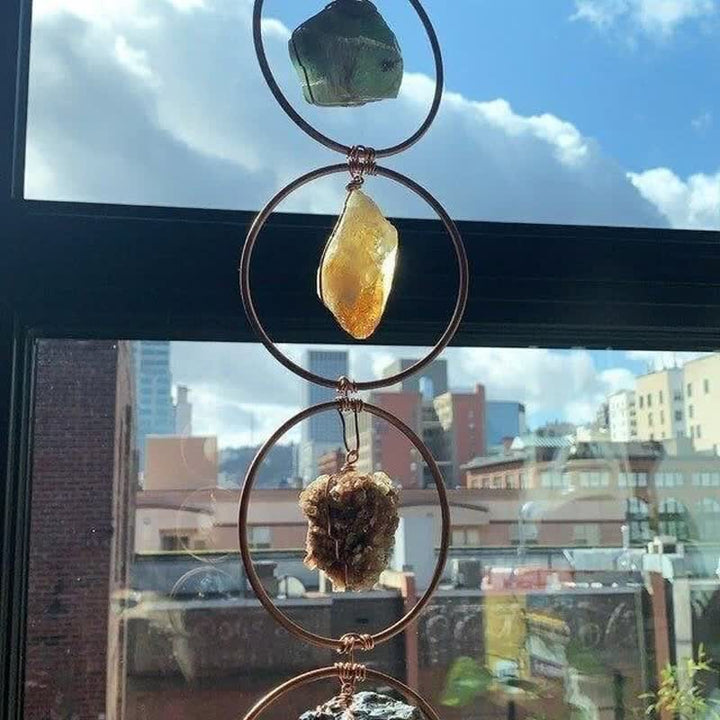 Decoración de pared con piedras preciosas de cristal crudo de Olivenorma Chakra