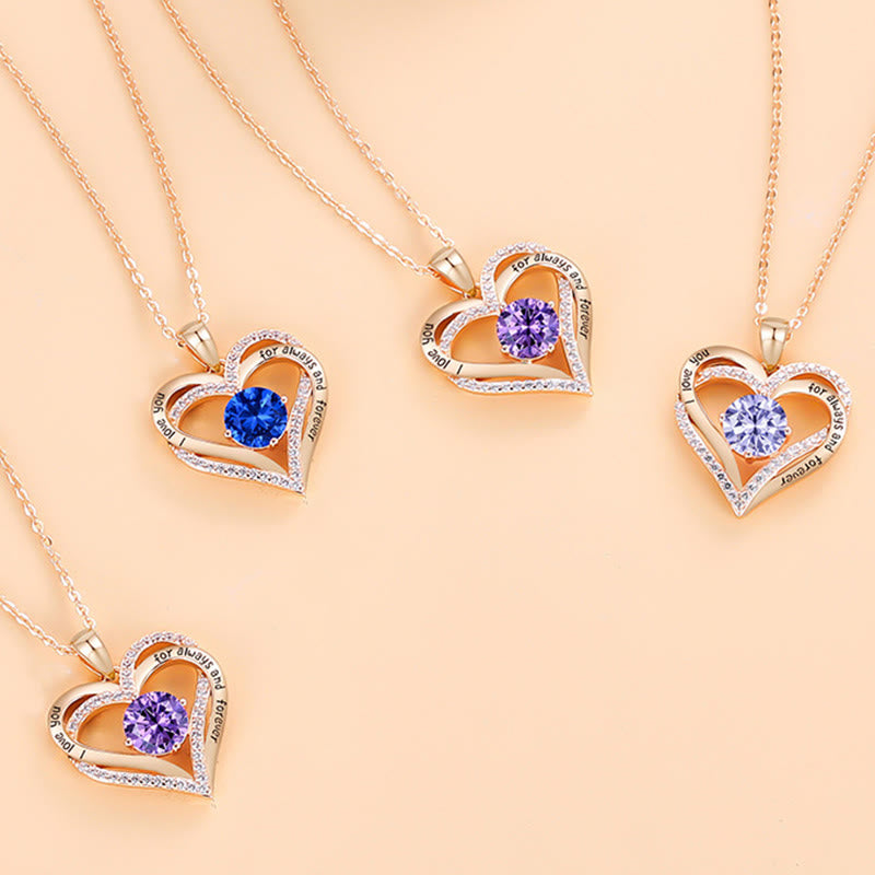 Olivenorma "Te amo por siempre y para siempre" - Collar de corazón en tono de nacimiento 