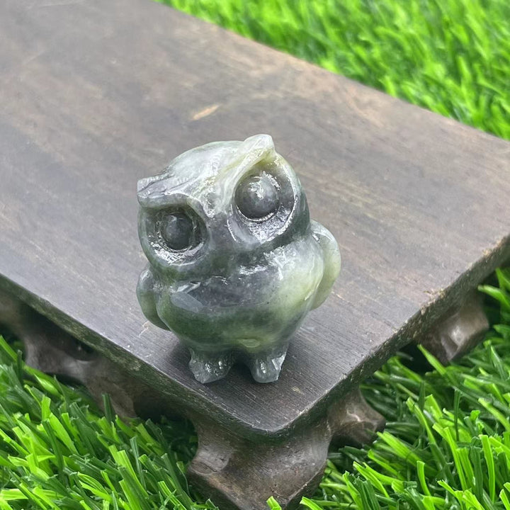 Adorno de búho de cristal natural de 3,5 cm de Olivenorma con piedras preciosas decorativas