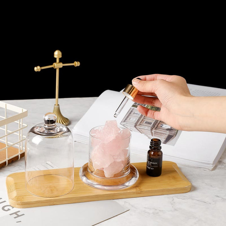 Lámpara de aromaterapia de cristal transparente sin llama con difusor de piedra Olivenorma