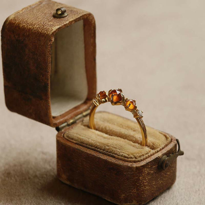 Anillo ajustable de granate naranja de Olivenorma