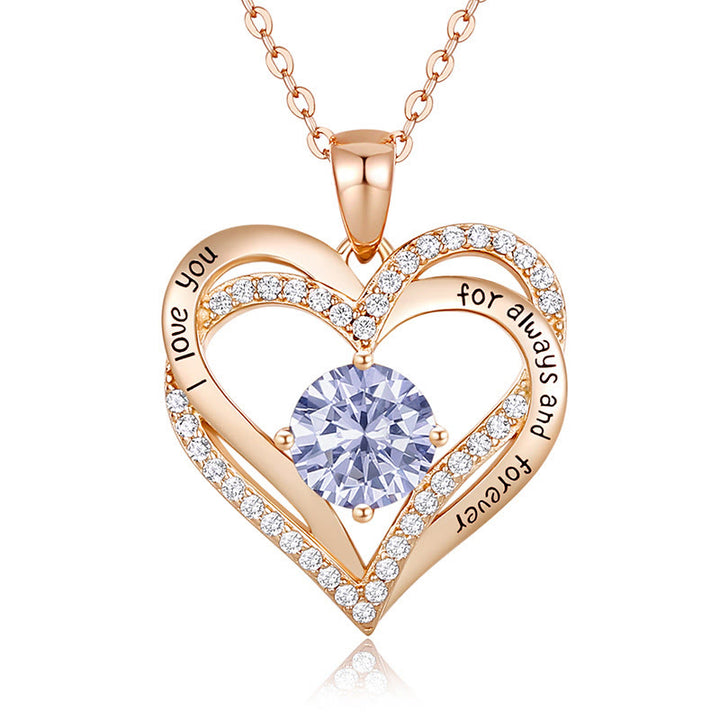 Olivenorma "Te amo por siempre y para siempre" - Collar de corazón en tono de nacimiento 