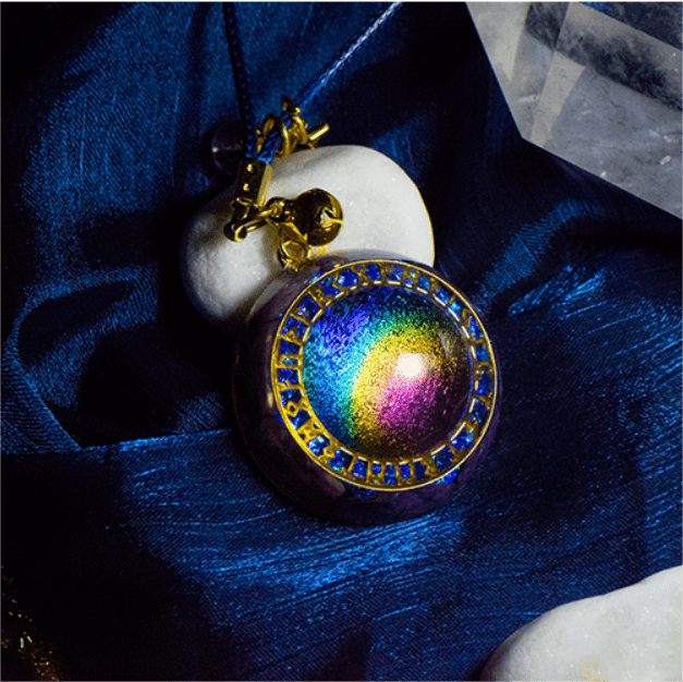 Anillo de orgón con colgante de estrella de turmalina arcoíris y crono de Olivenorma