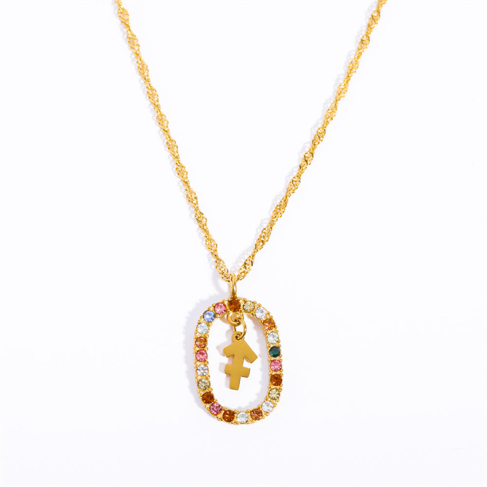 Collar con constelación del zodiaco ovalada calada con circonitas de Olivenorma 