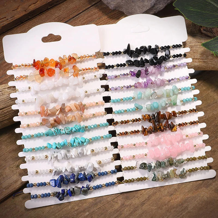 Pulsera de hilo de grava con cristales de Bohemia de Olivenorma 