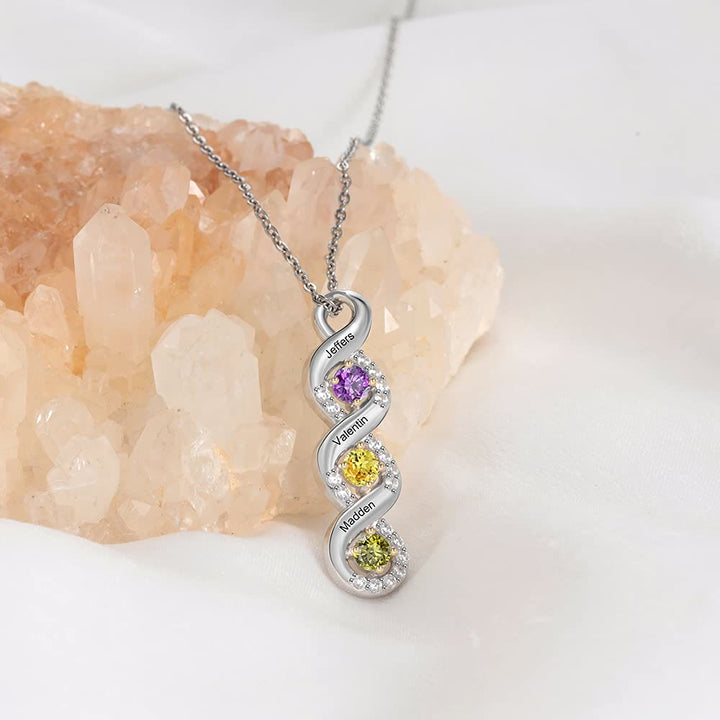 Collar con nombre grabado en piedra natal para mujer de Olivenorma