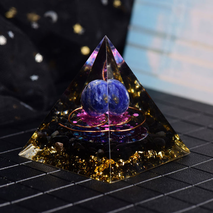 Pirámide de orgón de obsidiana y lapislázuli de Olivenorma