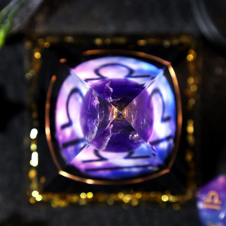 Pirámide de orgón de obsidiana con bola de amatista y grava de Olivenorma 