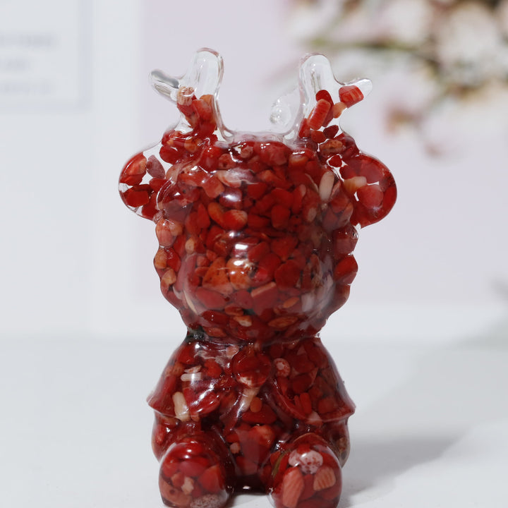 Adorno de alce de cristal natural de Olivenorma, decoración con piedras preciosas