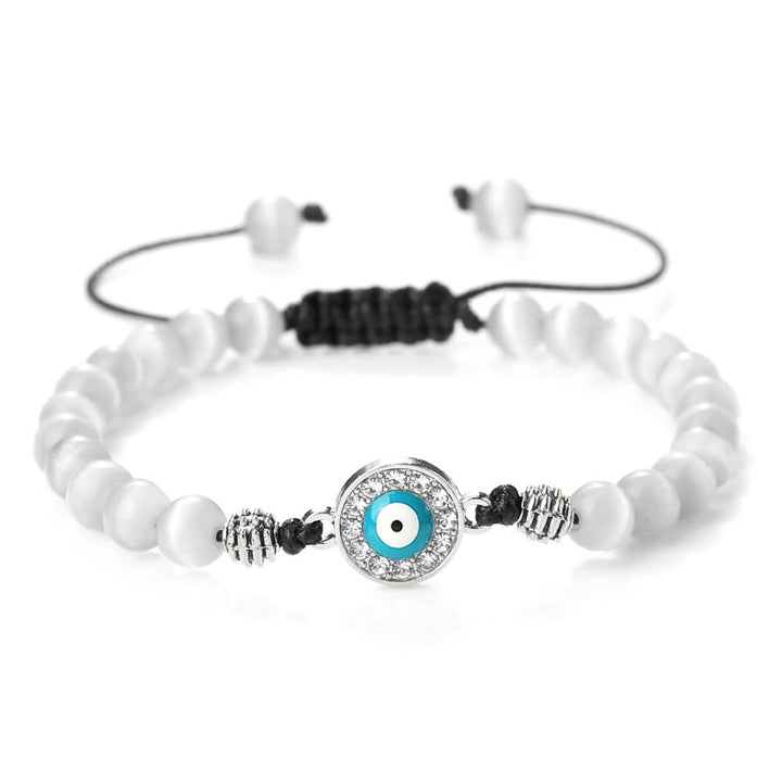 Pulsera de cuentas de circonita de piedra natural de 6 mm de Olivenorma 