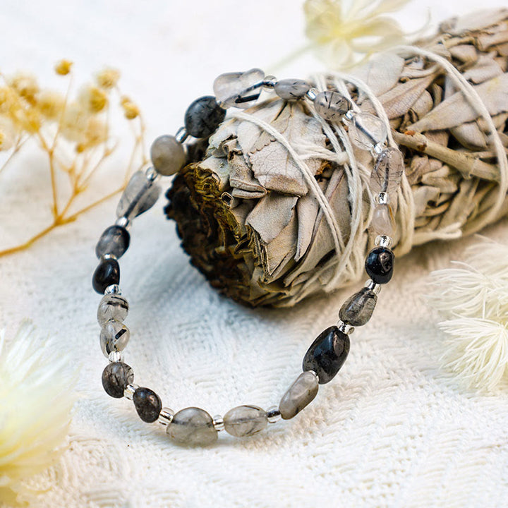 Pulsera de grava de cristal irregular hecha a mano de Olivenorma