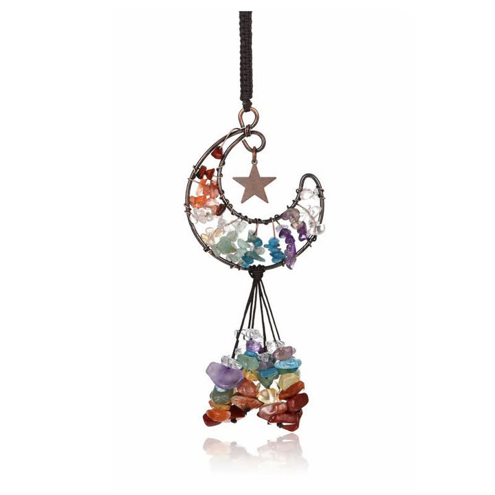 Carillón de viento de cristal para chakras de la luna y la estrella de Olivenorma