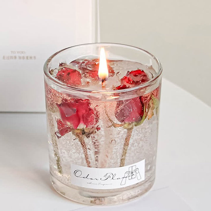 Vela de aromaterapia con flores reales y románticas de Olivenorma