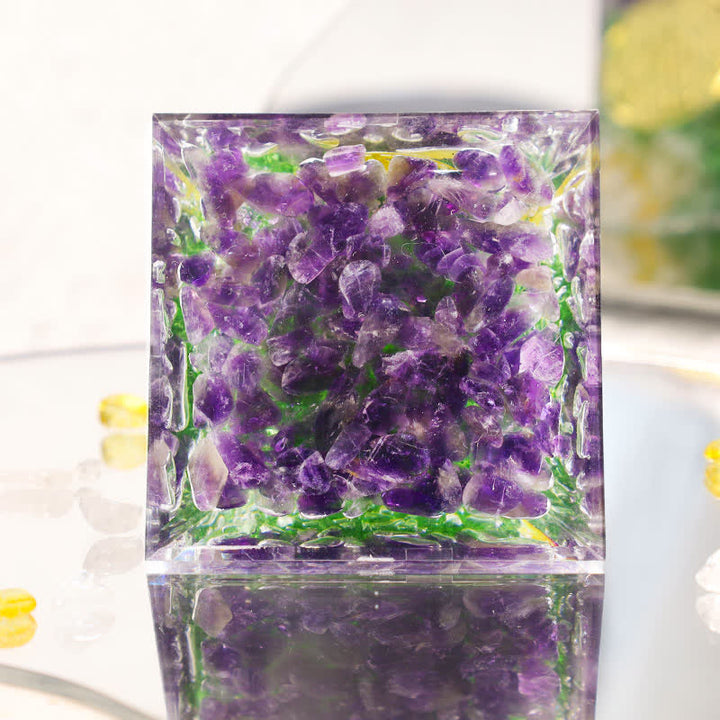 Pirámide de cristal orgónica con hexagrama de la flor de la vida de Olivenorma