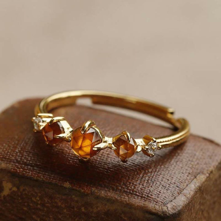 Anillo ajustable de granate naranja de Olivenorma