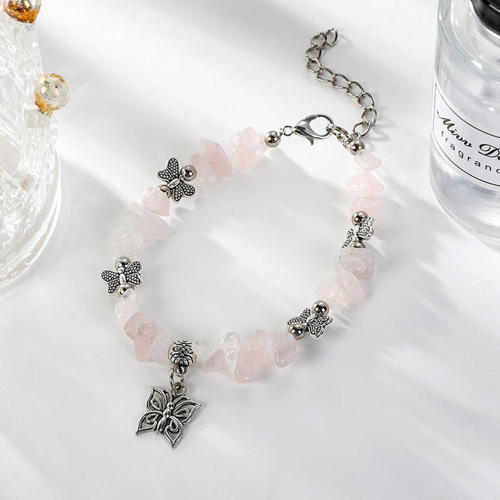 Pulsera con dije de mariposa de escombros de cristal colorido de Olivenorma