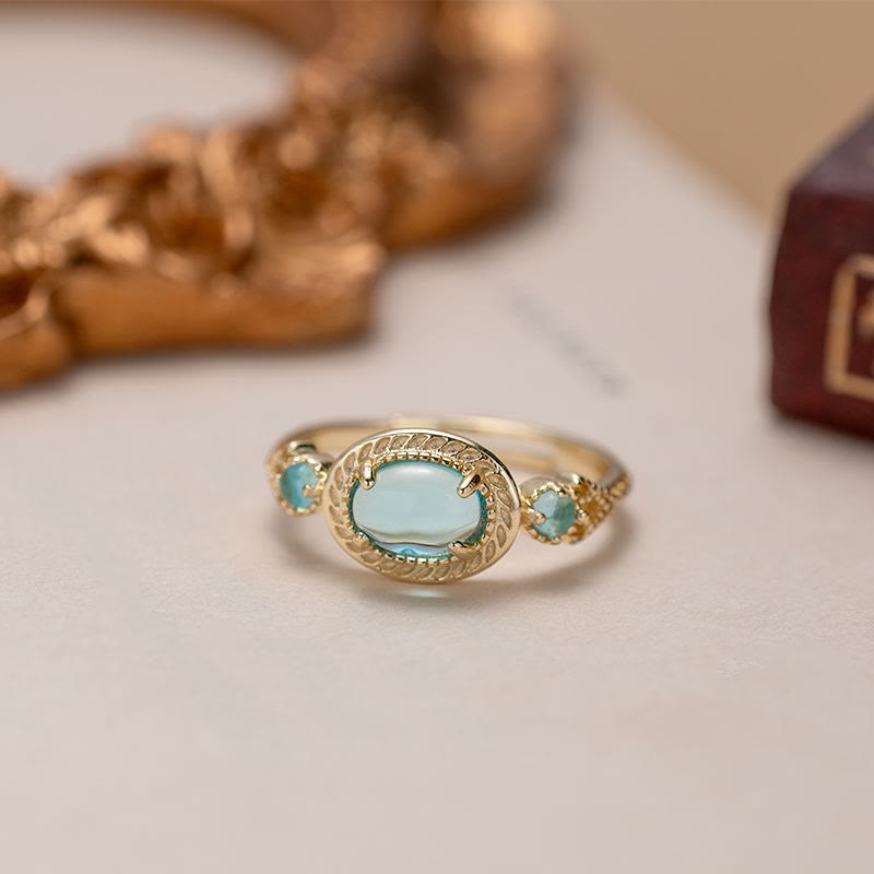 Anillo ajustable de turmalina Paraiba "Cada mar es una isla" de Olivenorma 