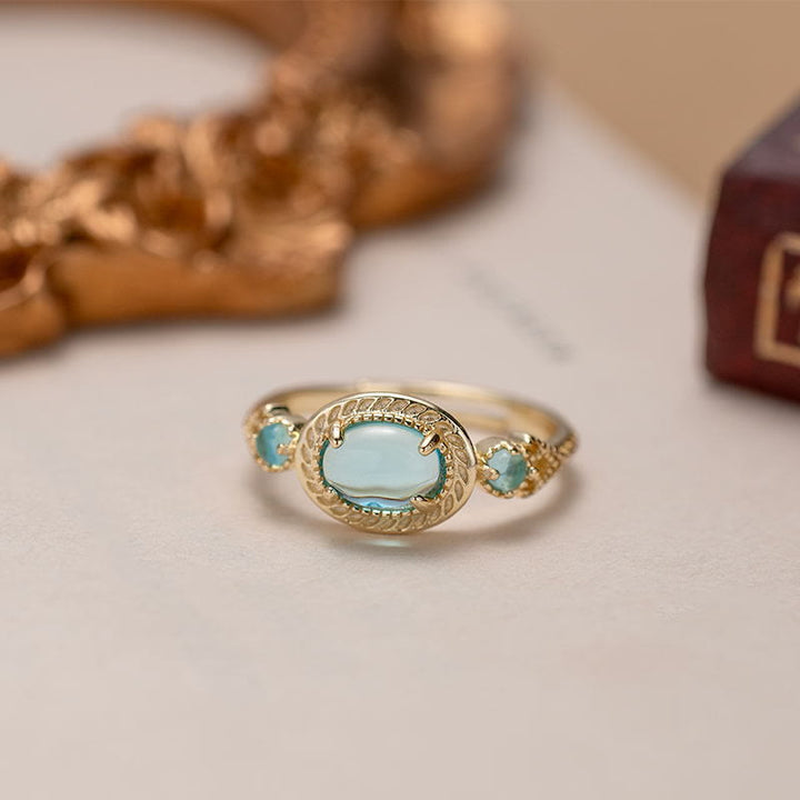 Anillo ajustable de turmalina Paraiba "Cada mar es una isla" de Olivenorma 