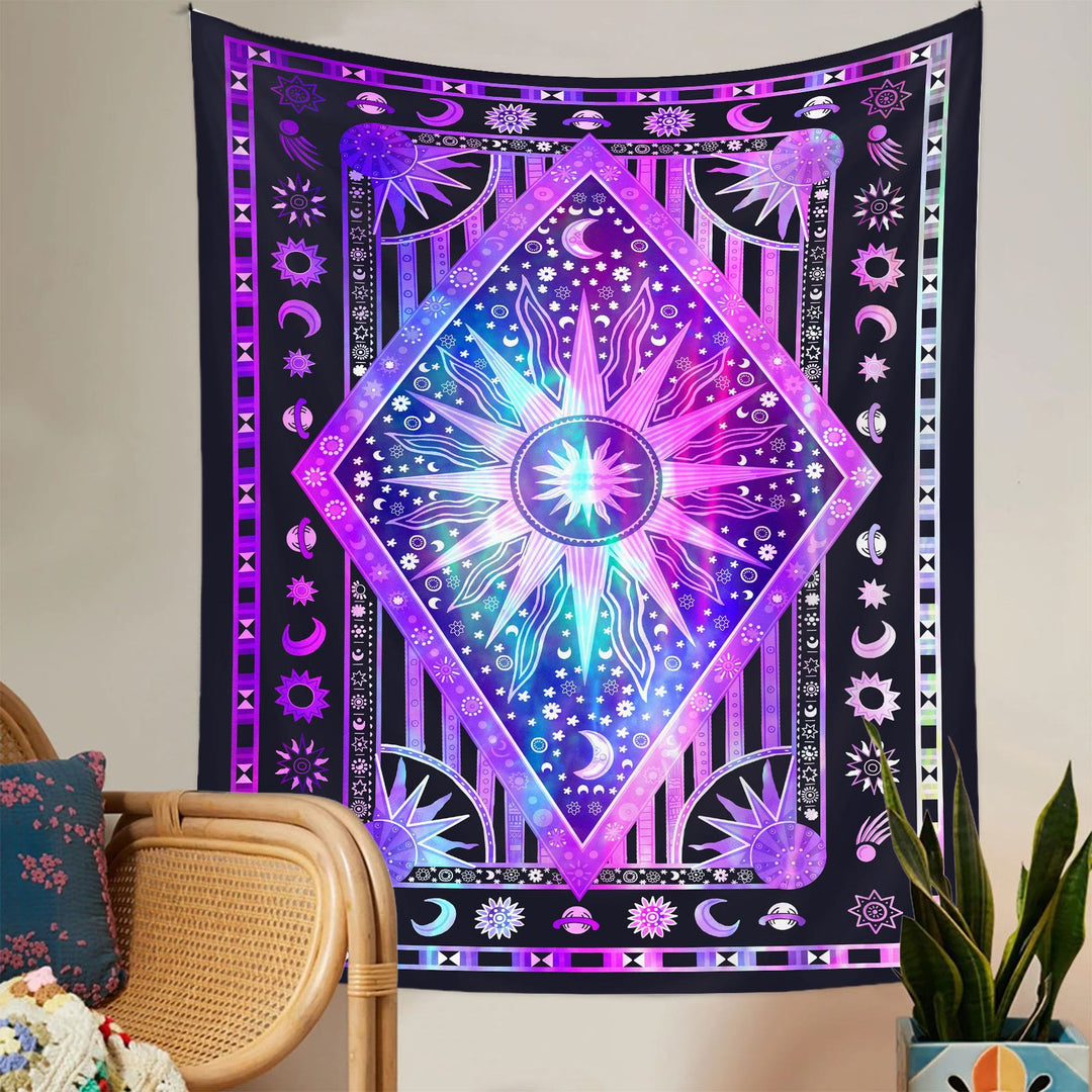 Tapiz bohemio con rayos de sol y luna de Olivenorma 