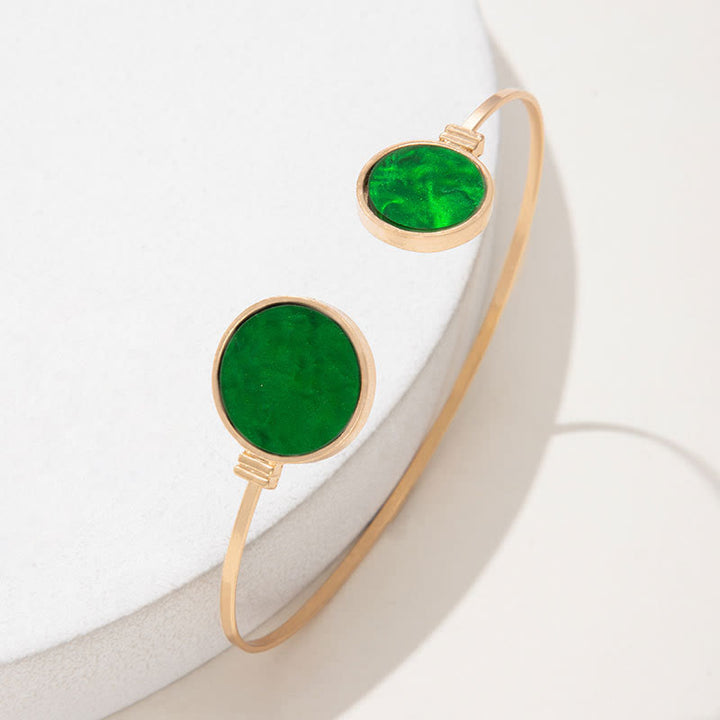 Conjunto de cinco pulseras abiertas de aleación de piedra natural Olivenorma