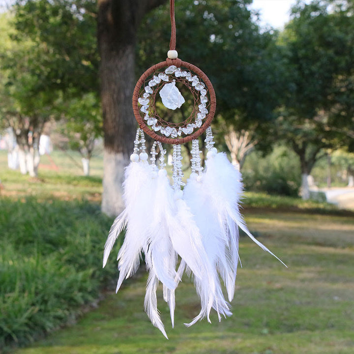 Colgante de ágata de cristal natural de Olivenorma, atrapasueños redondo 