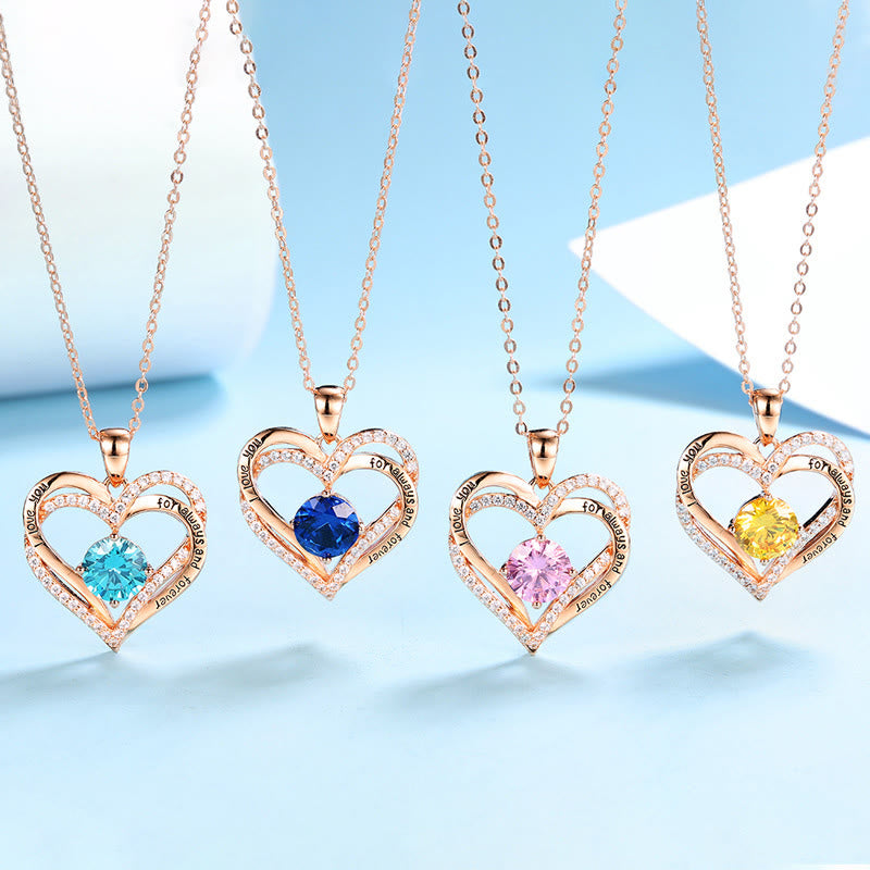 Olivenorma "Te amo por siempre y para siempre" - Collar de corazón en tono de nacimiento 