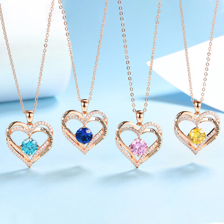 Olivenorma "Te amo por siempre y para siempre" - Collar de corazón en tono de nacimiento 
