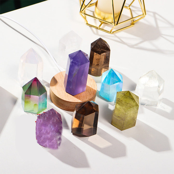 Lámpara decorativa de cristal curativo con cristales naturales de Olivenorma