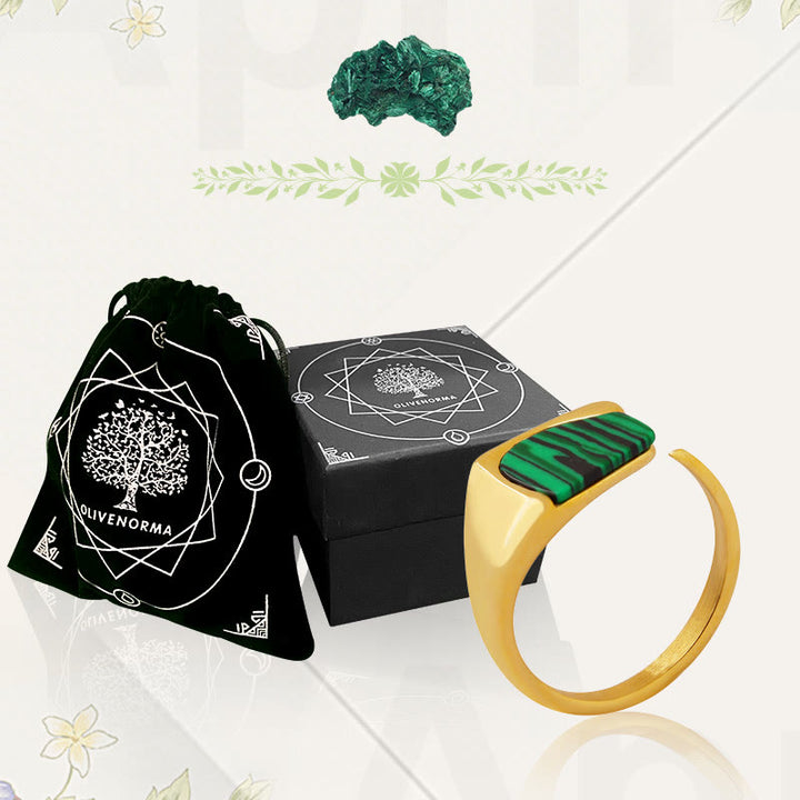 Anillo de piedra preciosa de malaquita de Olivenorma