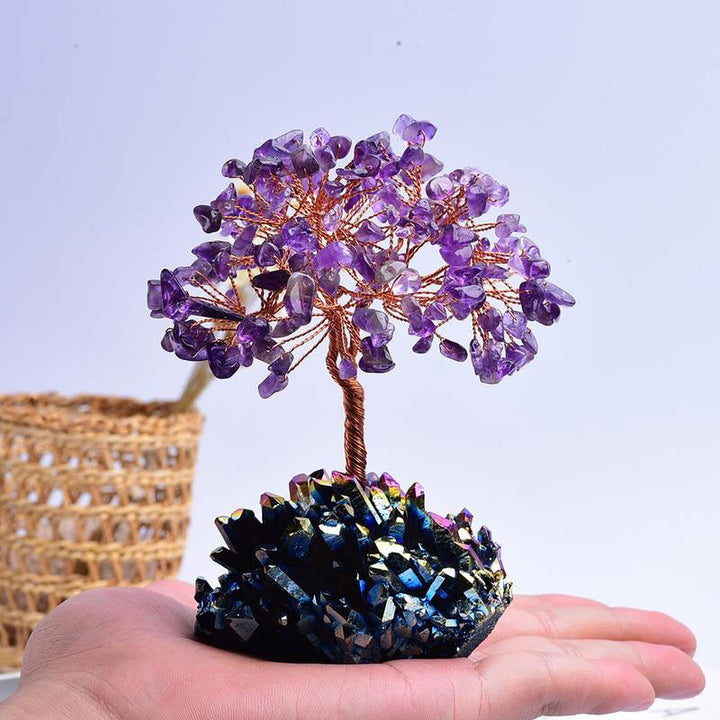 Meditación orgónica con amatista de Olivenorma, árbol de la purificación del Feng Shui