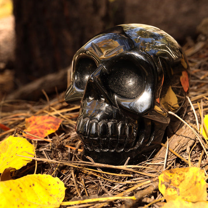 Decoración de calavera de cristal de obsidiana de Olivenorma