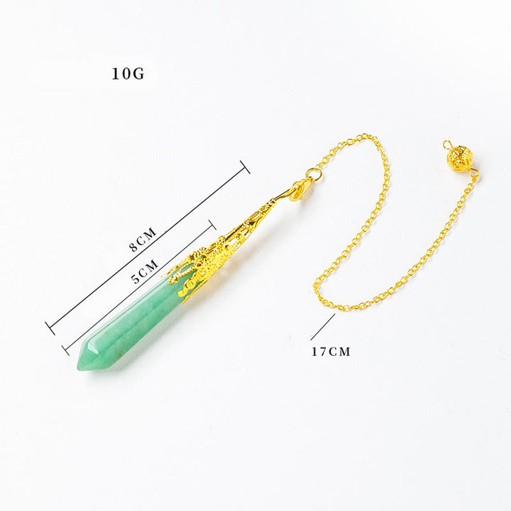 Péndulo de cadena de cobre y plata dorada con cristal natural de Olivenorma 