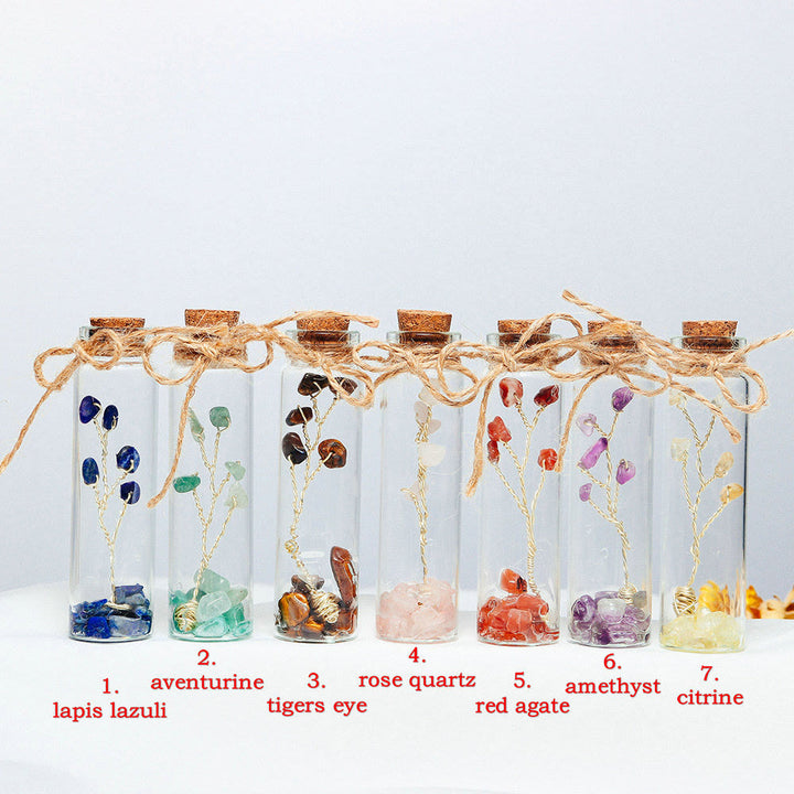 Decoración de botella de vidrio con piedra triturada de cristal de chakra Olivenorma 
