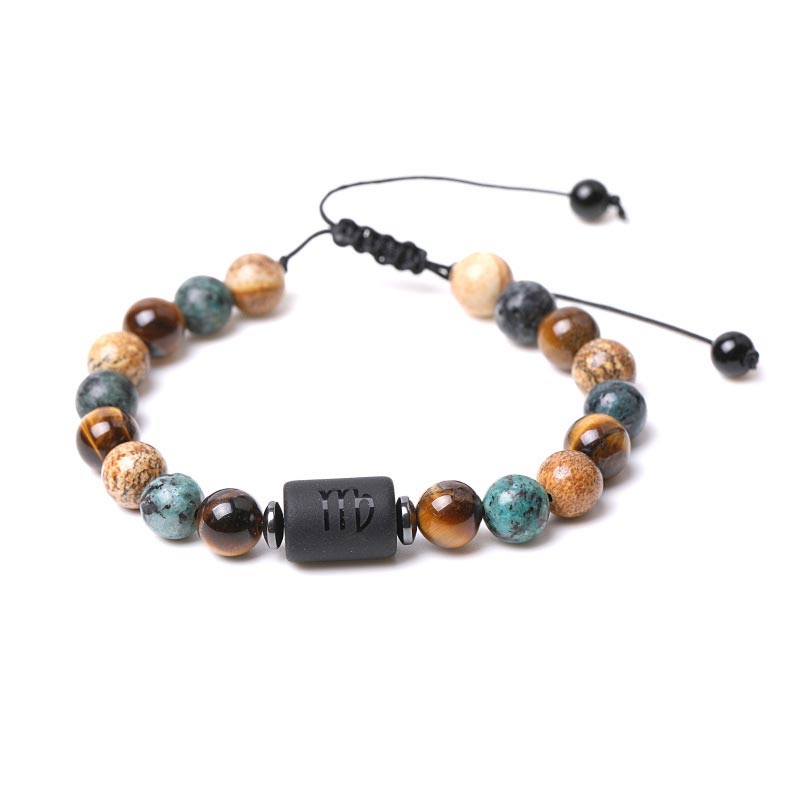 Pulsera con imagen de ojo de tigre y jaspe del zodiaco