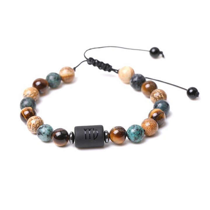 Pulsera con imagen de ojo de tigre y jaspe del zodiaco