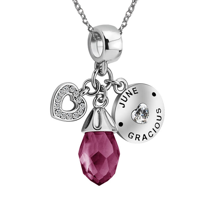 Collar con colgante de corazón de diamante y piedra natal de Olivenorma 