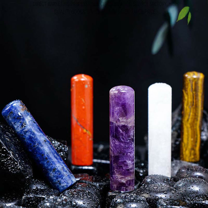 Adorno cilíndrico de cristal de chakra natural de Olivenorma, decoración con piedras preciosas
