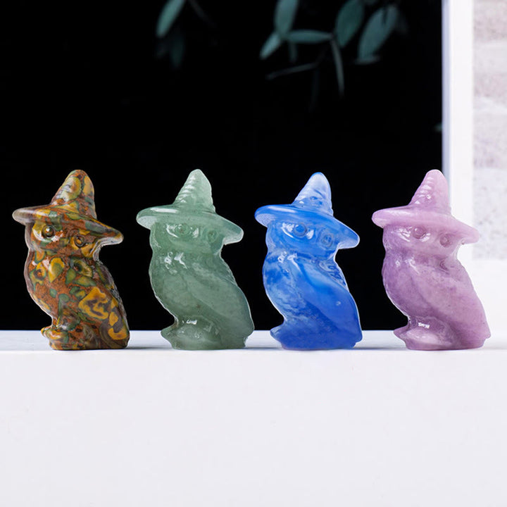 Adorno con piedras preciosas talladas en forma de búho de cristal para Halloween de Olivenorma 