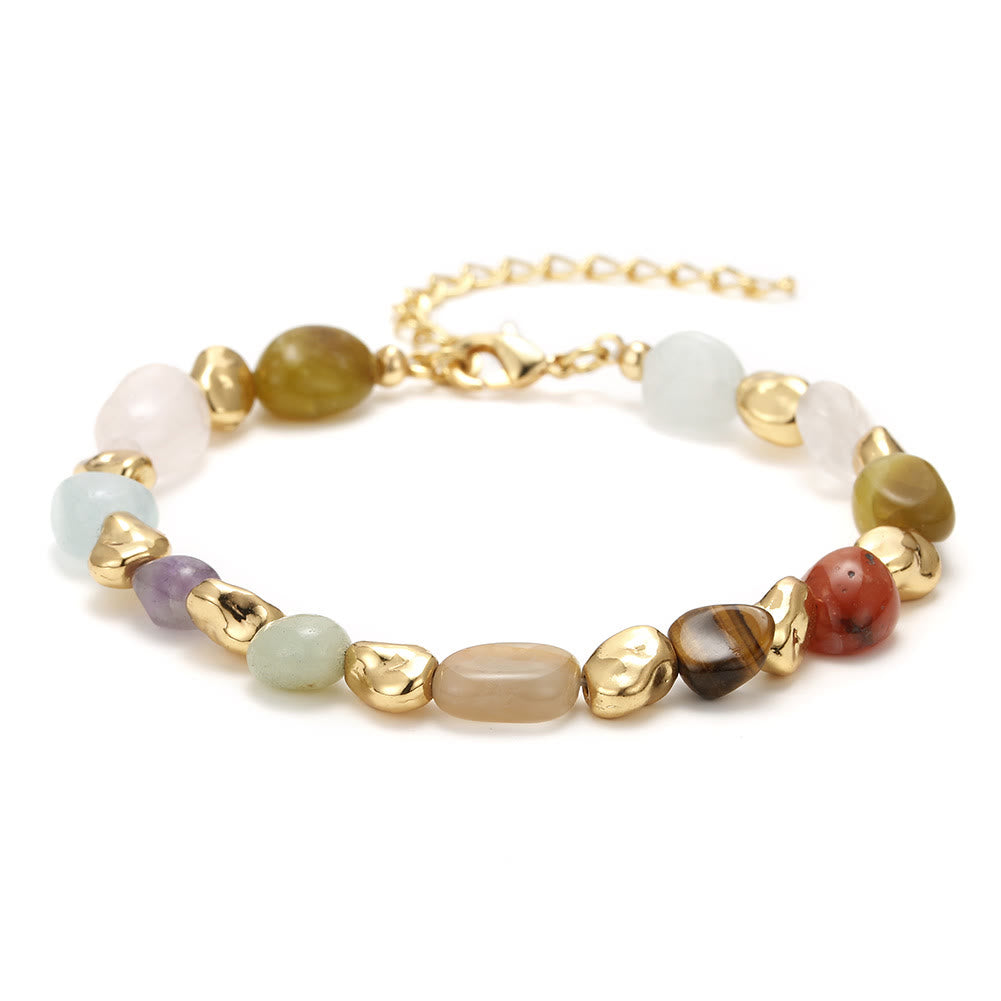 Pulsera de cobre de 18 quilates con piedra natural multicolor irregular de Olivenorma